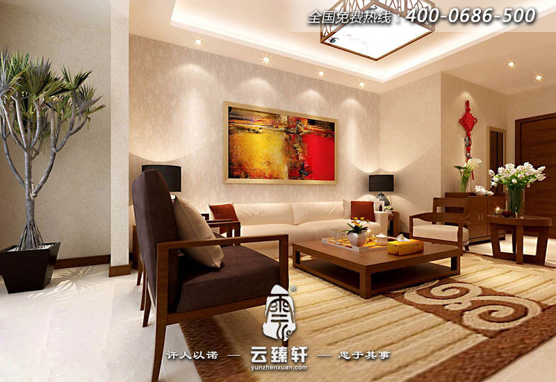 整潔素雅中式客廳展示