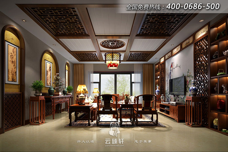 中式別墅客廳設(shè)計(jì)效果圖