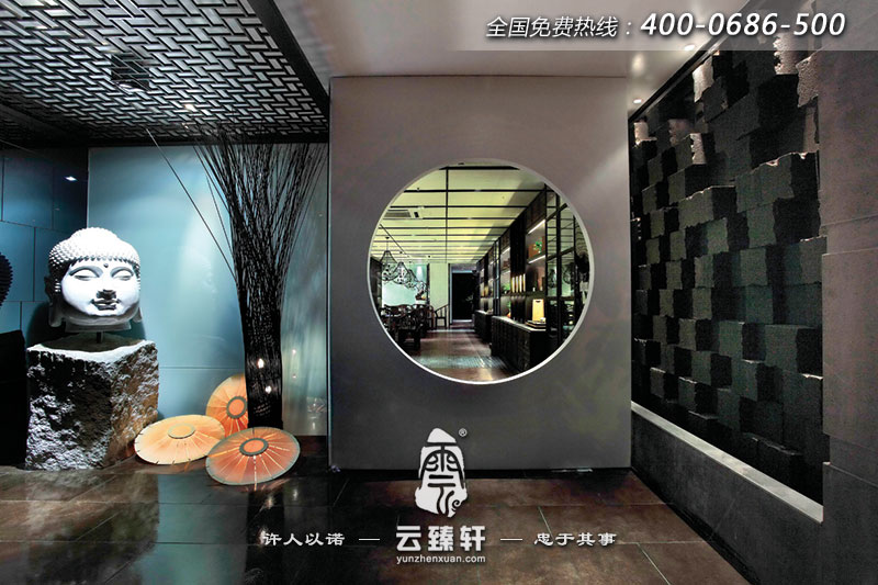 茶樓大門玄關(guān)設(shè)計效果圖