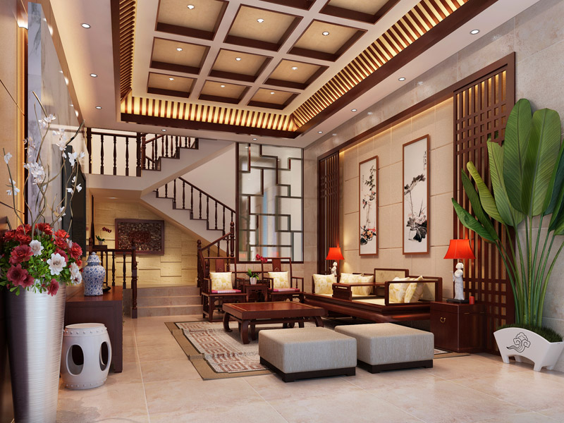 中式風格裝修地板效果圖