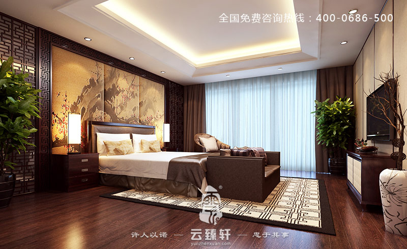 中式臥室風(fēng)水植物效果圖