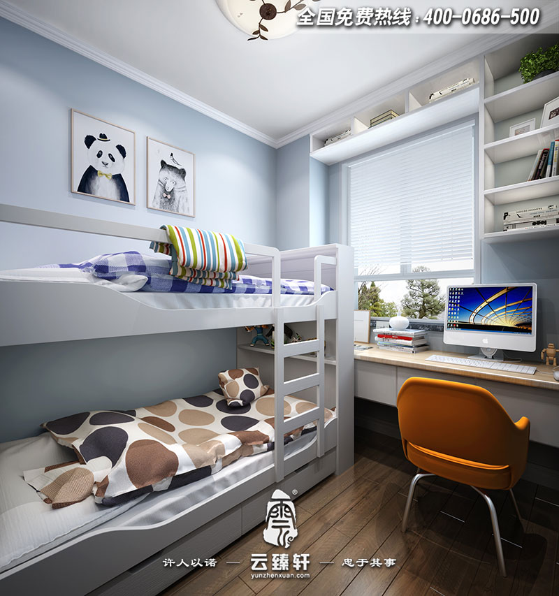 復(fù)式樓二層兒童房設(shè)計效果圖