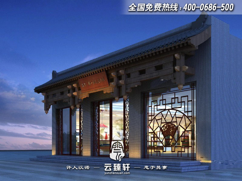 古典中式門頭夜景裝修效果圖