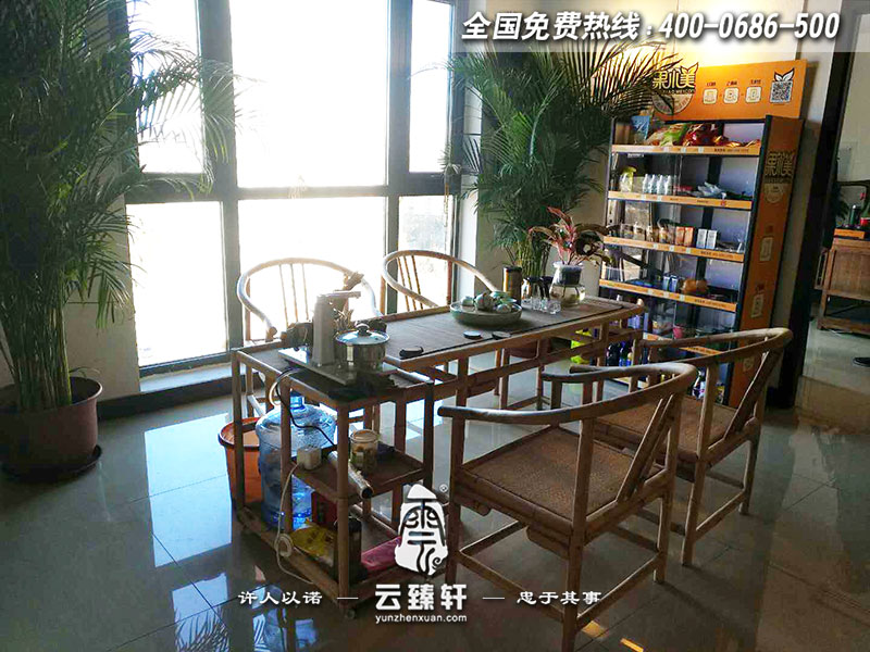 空調(diào)風(fēng)口中式展廳大堂接待茶桌椅展示區(qū)