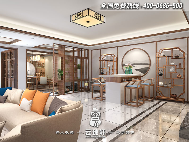 客廳書房一體化中式設計圖片