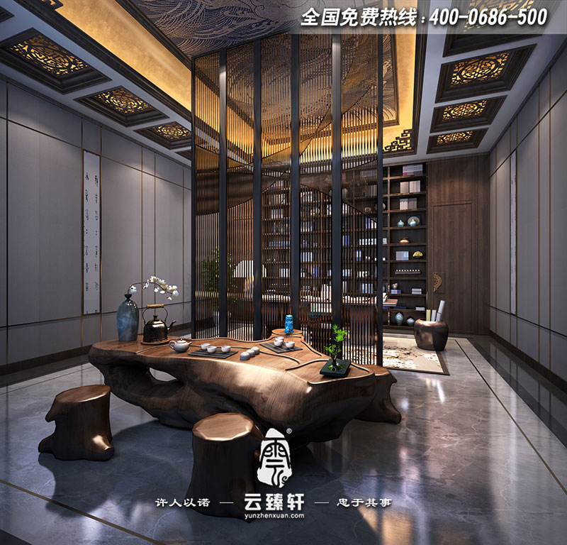 禪意新中式茶樓設(shè)計效果圖