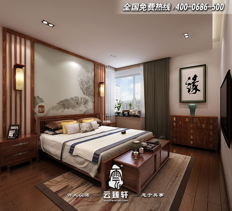 中式臥室空間設(shè)計(jì)效果圖