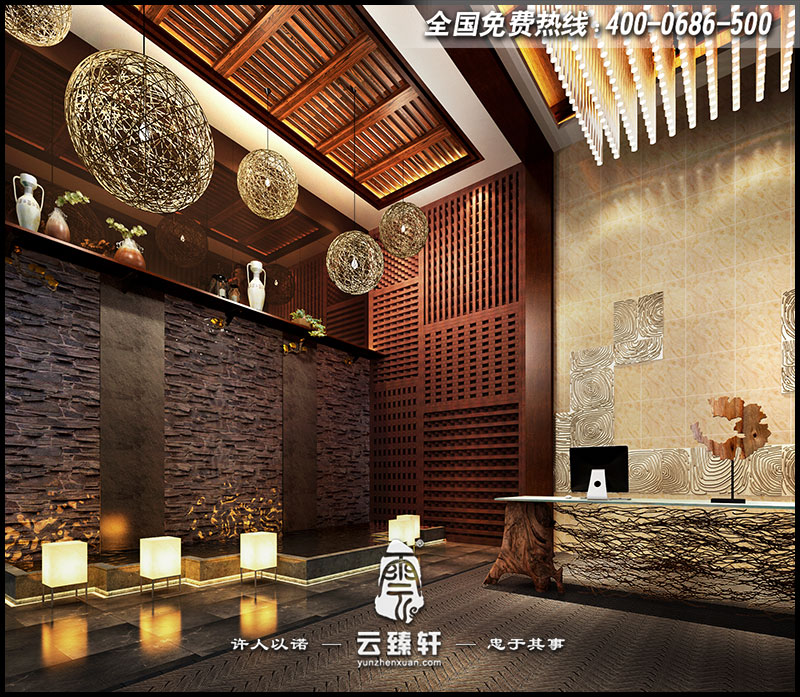 會(huì)所中式大堂設(shè)計(jì)效果圖