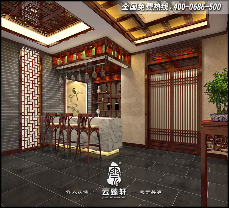 中式吧臺(tái)區(qū)設(shè)計(jì)效果圖